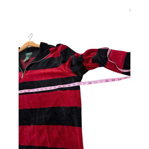 Ralph Lauren Womens 3X Red Black Red Stripe Velour Track Suit Set Half Zip - Picture 5 of 12